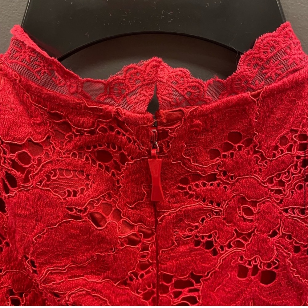 Kate Spade poppy field red lace dress with scalloped trim - Picture 6 of 10